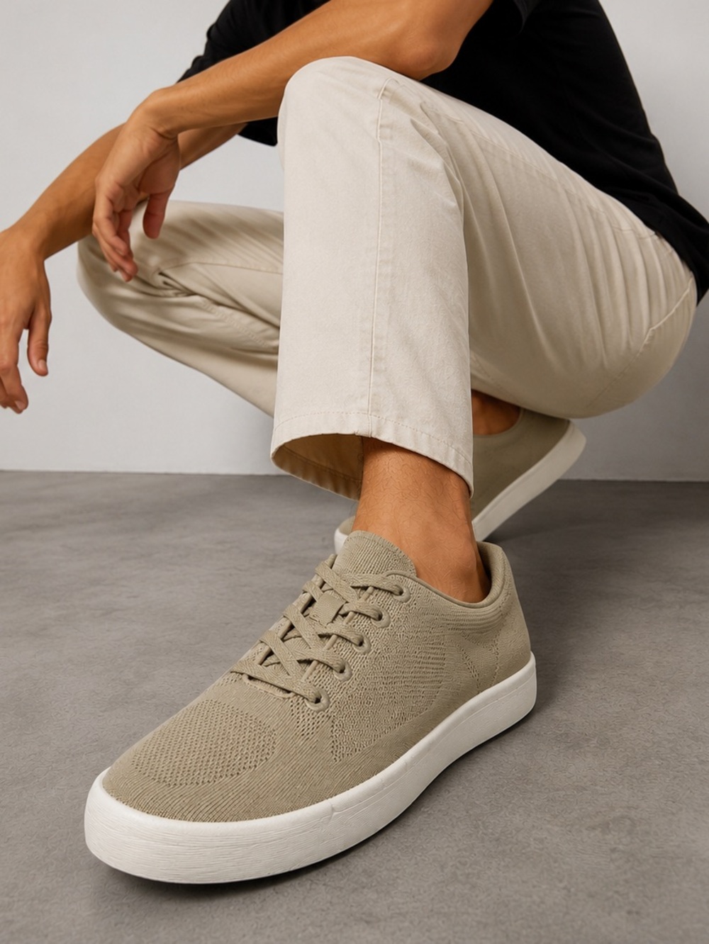 George Men’s Knit Casual Sneakers Size 12 Tan Beige NWT Comfort Shoes